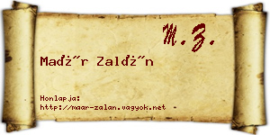 Maár Zalán névjegykártya